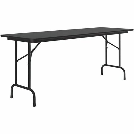 CORRELL 24'' x 96'' Black Granite Thermal-Fused Laminate Top Folding Table with Black Frame 384BF2496TFB